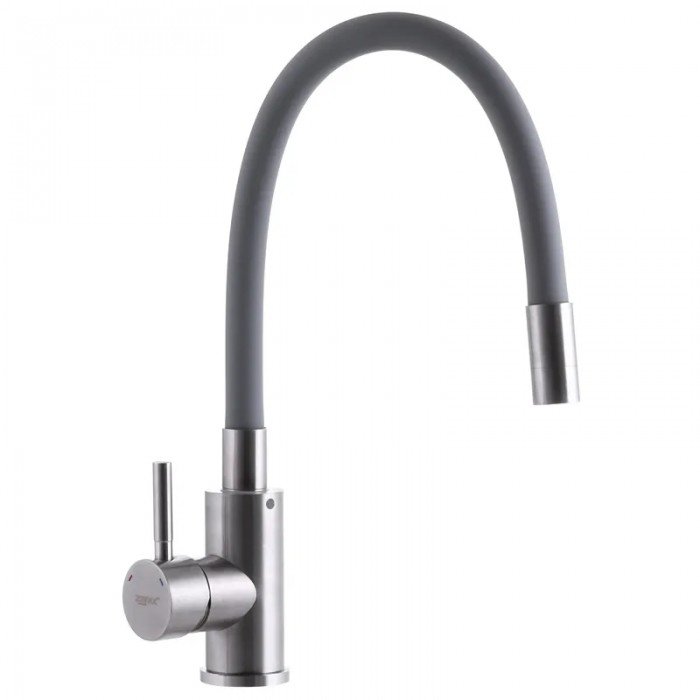 Смеситель на кухню с серым гибким изливом Zerix SUS-011 (ZX3130)