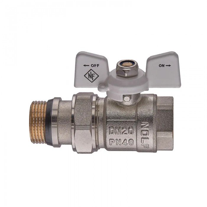 Кран шаровой с американкой Nolf classic NFC.963-08-3/4" FM ГШБ WHITE "антипротечка" (NF3161)