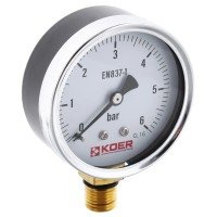 Манометр радіальний KOER KM.610R D 63мм (0-6 bar) 1/4''-1/2'' (KR2903)