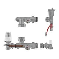 Смесительный узел для коллекторов Nolf NF.2005 - 3/4" с левым подключением, без насоса, угловой (NF