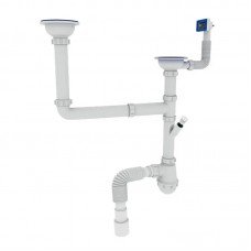 Сифон для кухни Zerix SK-03-A 3 1/2"x40 с двумя резьб. выпусками и отводом для стиральной машины (Z Сифон для кухни Zerix SK-03-A 3 1/2"x40 с двумя резьб. выпусками и отводом для стиральной машины (Z