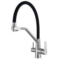 Смеситель для кухни на две воды с гибким изливом Mixxus FUL-021 REFL.BLACK нерж. сталь SUS304 (MX07 Смеситель для кухни на две воды с гибким изливом Mixxus FUL-021 REFL.BLACK нерж. сталь SUS304 (MX07