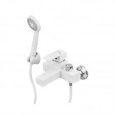 Смеситель для ванны Plamix Kubus-009 EURO SET White (со шлангом, лейкой и кронштейном) (PM0673) Смеситель для ванны Plamix Kubus-009 EURO SET White (со шлангом, лейкой и кронштейном) (PM0673)