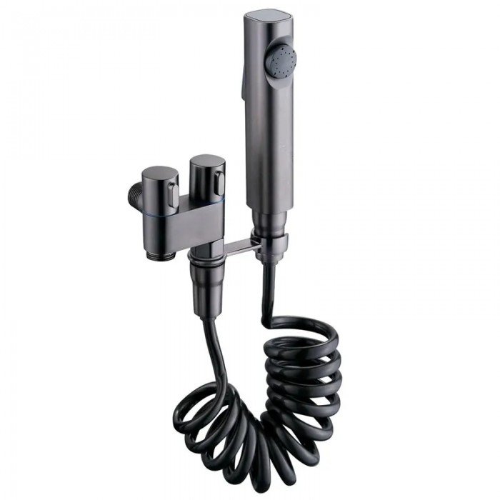Кран для гигиенического душа и бачка унитаза Mixxus AVT-01 GRAPHITE с лейкой (MI6837)