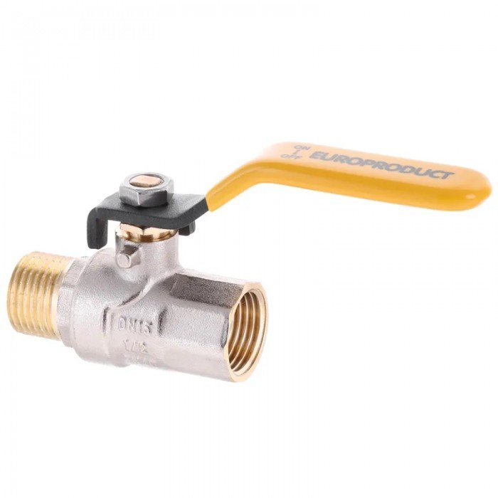 Кран шаровой Europroduct EP.211 - 1/2" FM ГШВ YELLOW, ручка "рычаг" желтая (EP2951)