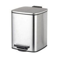 Відро для сміття з плавним закриттям квадратне Zerix Kubix-TC0106 SS Color 6л колір нержавійка (ZX588