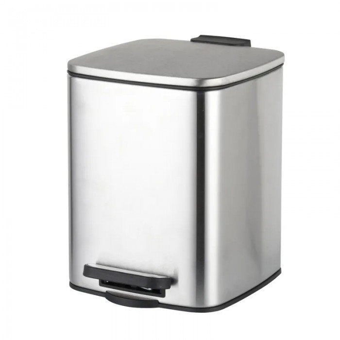 Мусорное ведро с плавным закрытием квадратное Zerix Kubix-TC0106 SS Color 6л цвет нержавейка (ZX588