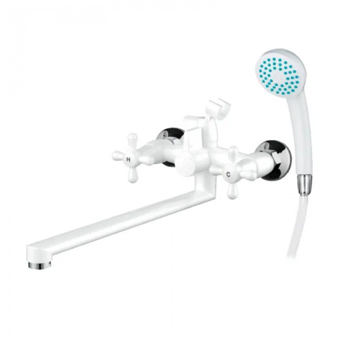 Змішувач для ванної Plamix Sirius-140 White (зі шлангом та лійкою) (PM0637) Змішувач для ванної Plamix Sirius-140 White (зі шлангом та лійкою) (PM0637)