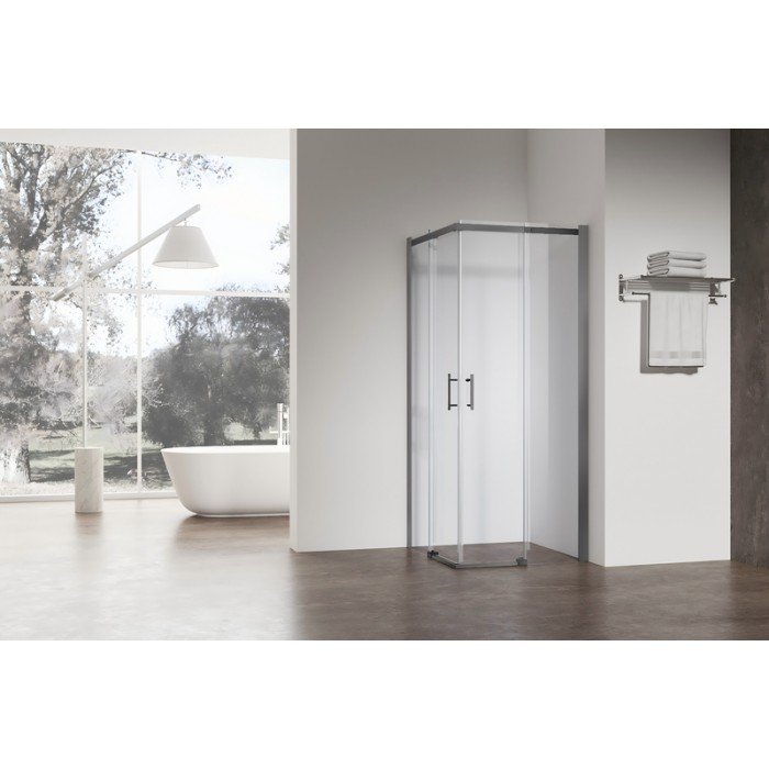 Душевая кабина без поддона Koer SR SC03-90x90x200-TR-07 прозрачное стекло Easy Clean 6мм, графит (K