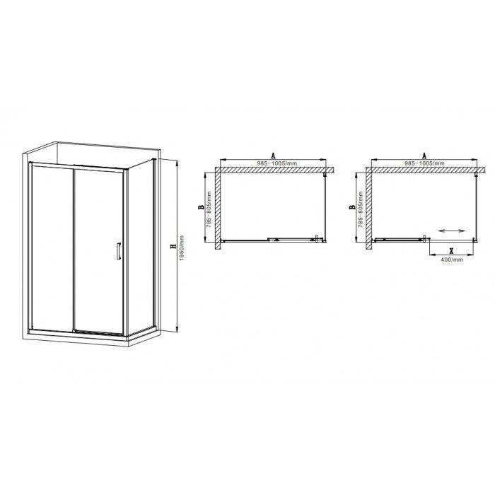 Душевая кабина без поддона Mixxus Premium DIVERSE SC03-100x80x195-TR Black прозрачное стекло 6мм (M