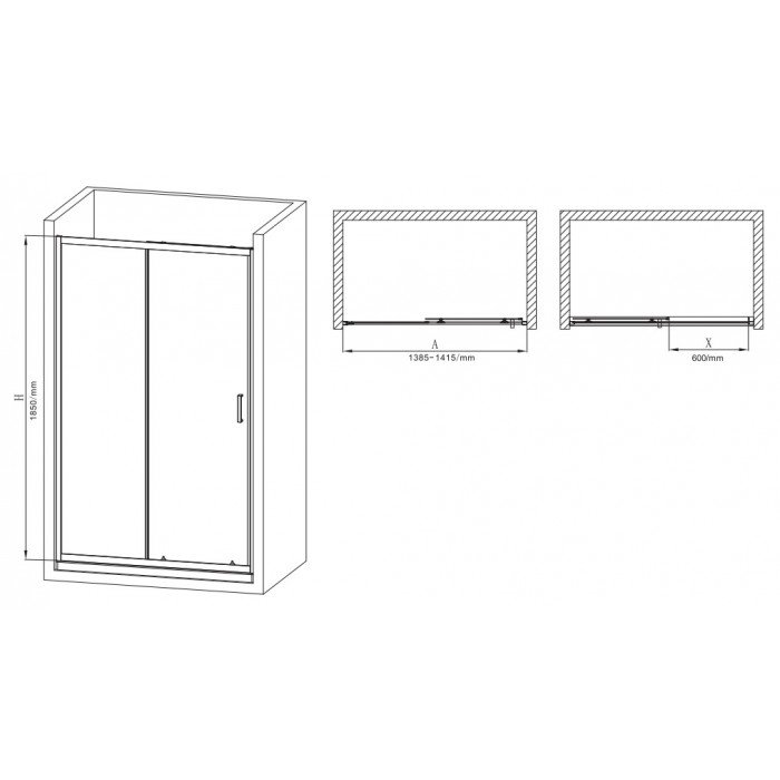 Дверь в нишу Mixxus Premium DIVERSE SD01-140x185-TR Black прозрачное стекло 5мм (MI6878) Дверь в нишу Mixxus Premium DIVERSE SD01-140x185-TR Black прозрачное стекло 5мм (MI6878)