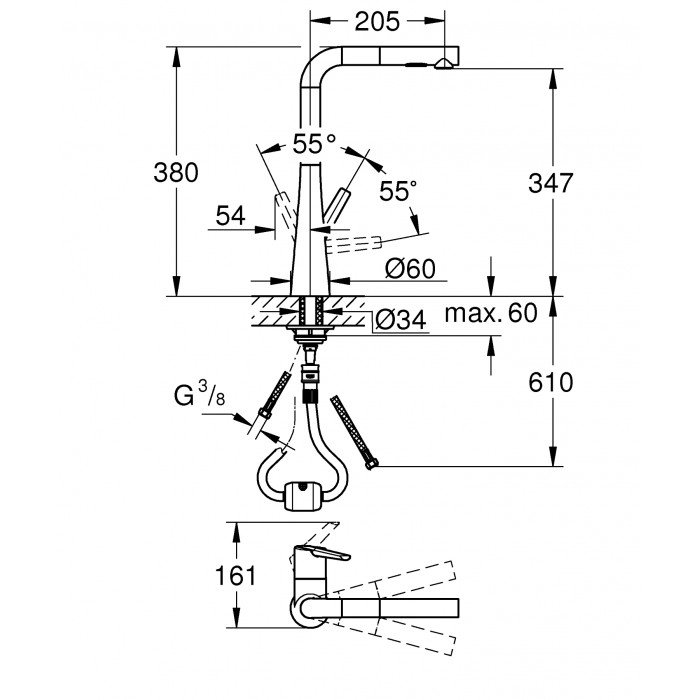 Смеситель для кухни с выдвижным изливом Grohe Zedra (32553DC2)