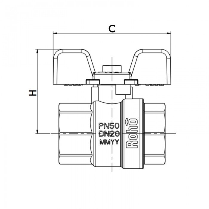 Кран шаровой Roho R100-050B - 1/2" (RO0101)