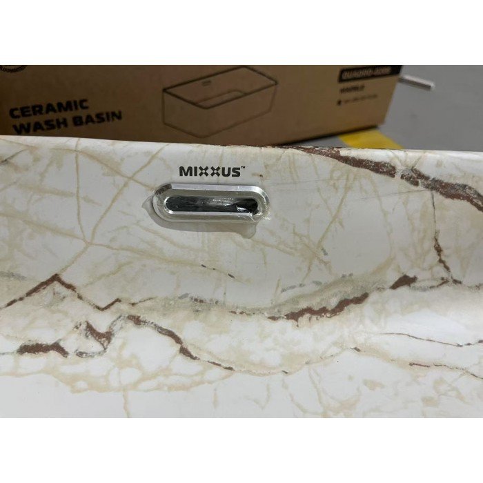 Раковина накладна Mixxus Premium QUADRO-0208 MARBLE 480х315х140mm з переливом (MP6518)