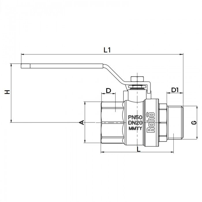 Кран шаровой Roho R201-075B - 3/4" (RO0096)