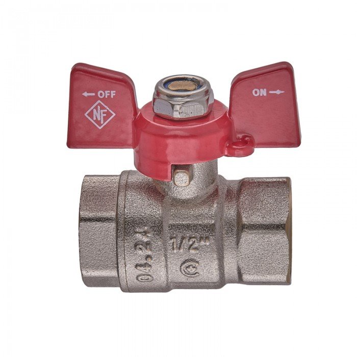Кран кульовий Nolf classic NFC.711-06-1/2" FF ГГМ, ручка "метелик" червона (NF3131)