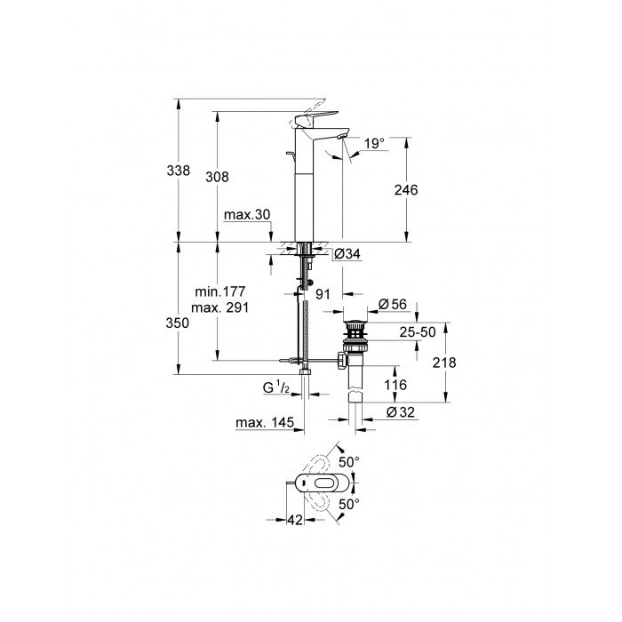 Змішувач на стільницю для раковини XL-розміру Grohe BauLoop (32856000) Змішувач на стільницю для раковини XL-розміру Grohe BauLoop (32856000)