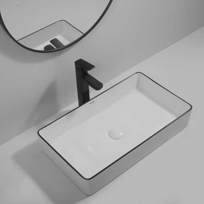 Раковина накладная Mixxus Premium QUADRO-0107 EDGE BLACK 600х340х110mm (MP6521)