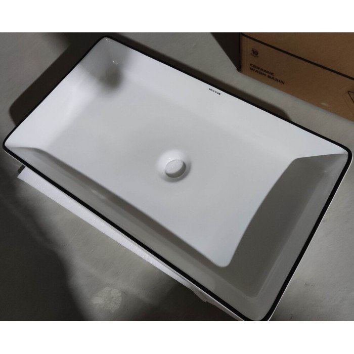 Раковина накладная Mixxus Premium QUADRO-0107 EDGE BLACK 600х340х110mm (MP6521)