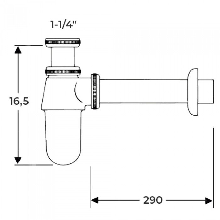 Сифон для раковины Zerix LR80 без выпуска (под донный клапан) без ревизии (Цвет хром) 1 1/4'' (ZX26