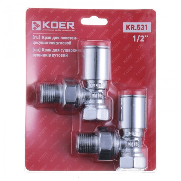 Кран для полотенцесушителя угловой Koer KR.531 - 1/2" (Продается по 1 шт.) (KR3073) Кран для полотенцесушителя угловой Koer KR.531 - 1/2" (Продается по 1 шт.) (KR3073)