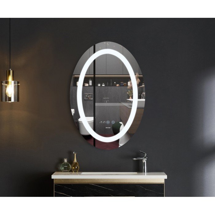 Зеркало Mixxus PLAIN MV02-50x70 с Led Touch, Anti-fog, димером, регулятором яркости, часами (MI6010