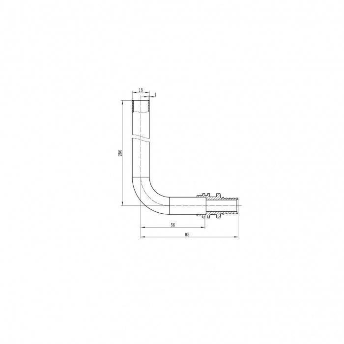 Трубка Г-подібна для приєднання радіатора Koer KA.D16-250 - 16(2.2mm) x 15-250mm (KR4902) Трубка Г-подібна для приєднання радіатора Koer KA.D16-250 - 16(2.2mm) x 15-250mm (KR4902)