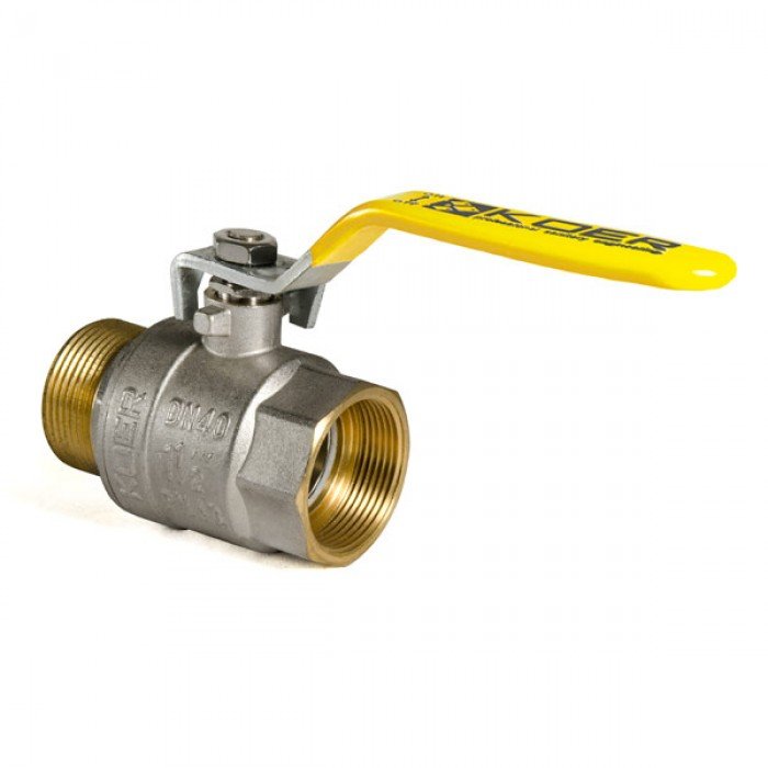 Кран шаровой KOER KR.215.G - 1 1/2" FM ГШВ YELLOW, ручка "рычаг" желтая (KR0126)