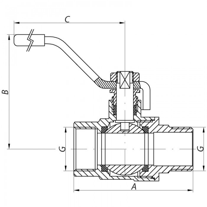 Кран шаровой KOER KR.215.G - 1 1/2" FM ГШВ YELLOW, ручка "рычаг" желтая (KR0126)