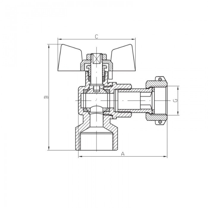 Кран кутовий з накидною гайкою Koer KR.223 - 1/2" ГГБ (KR4773)