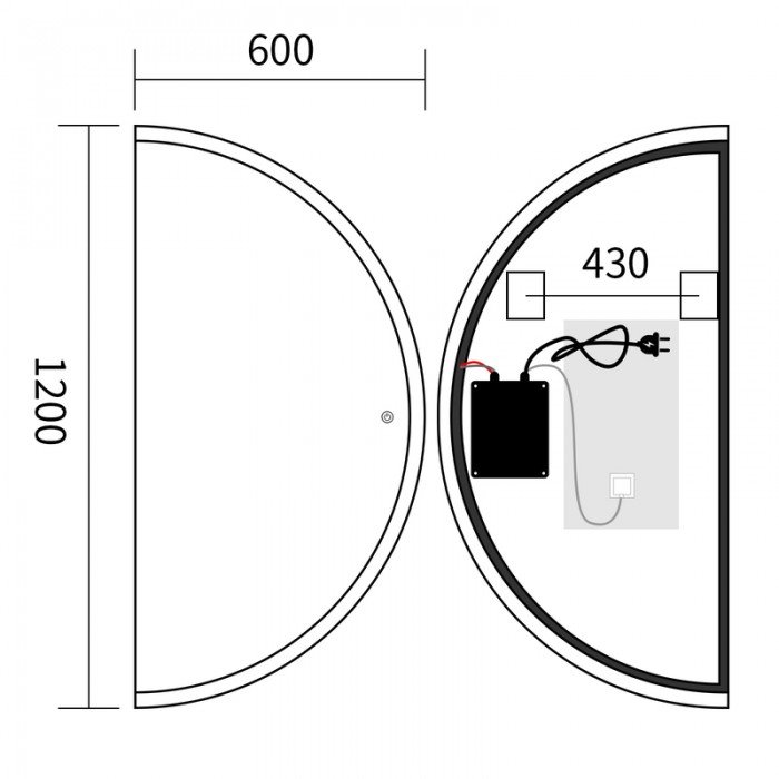 Зеркало Mixxus Premium TOPPER MS03-60x120 с Led Touch, Anti-fog, димером (3-6,5kK) (MP6635)