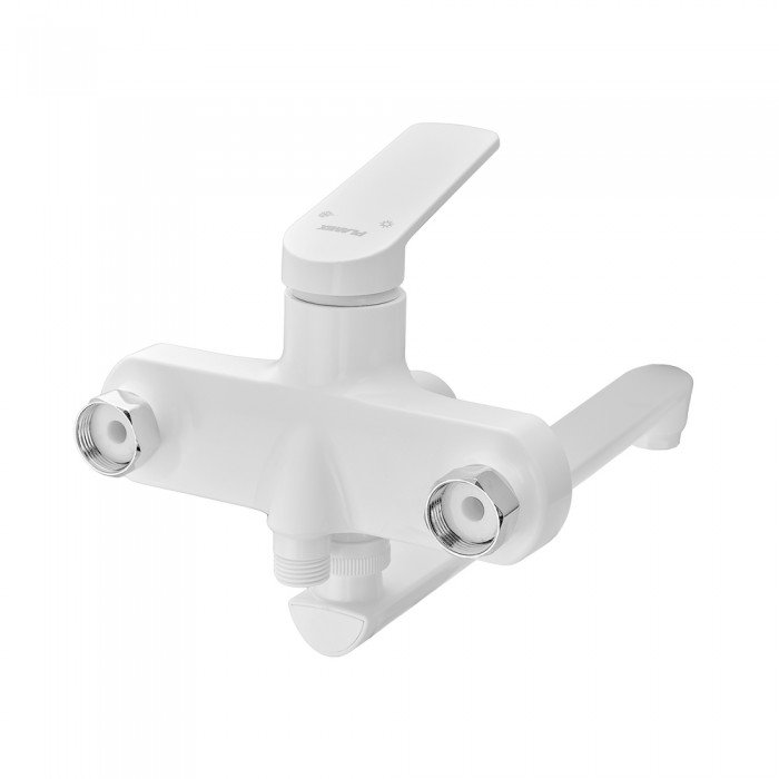 Смеситель для ванны Plamix Lucas-006 EURO SET White со шлангом, лейкой и кронштейном (PM0709) Смеситель для ванны Plamix Lucas-006 EURO SET White со шлангом, лейкой и кронштейном (PM0709)
