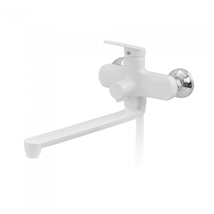 Смеситель для ванны Plamix Lucas-006 EURO SET White со шлангом, лейкой и кронштейном (PM0709) Смеситель для ванны Plamix Lucas-006 EURO SET White со шлангом, лейкой и кронштейном (PM0709)