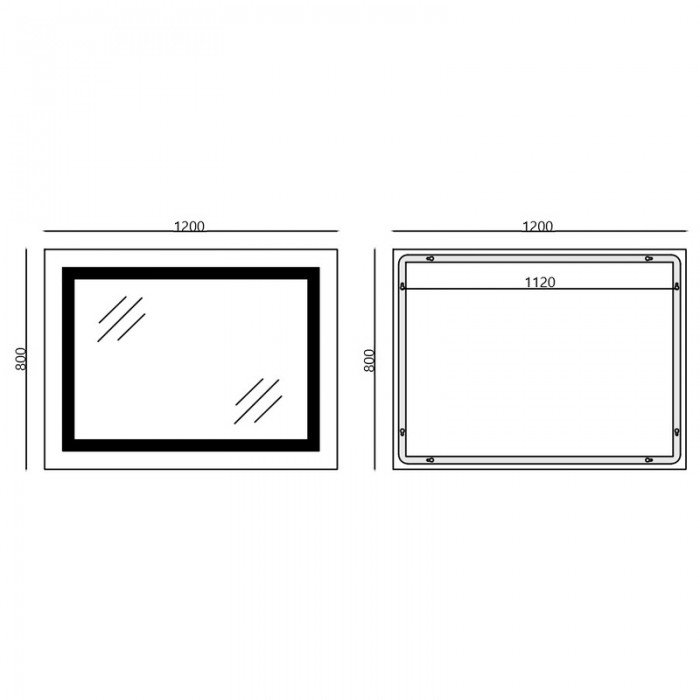 Зеркало Mixxus WARM MR02-120x80 с Led Touch, Anti-fog, димером, регулятором яркости, часами (MI6001