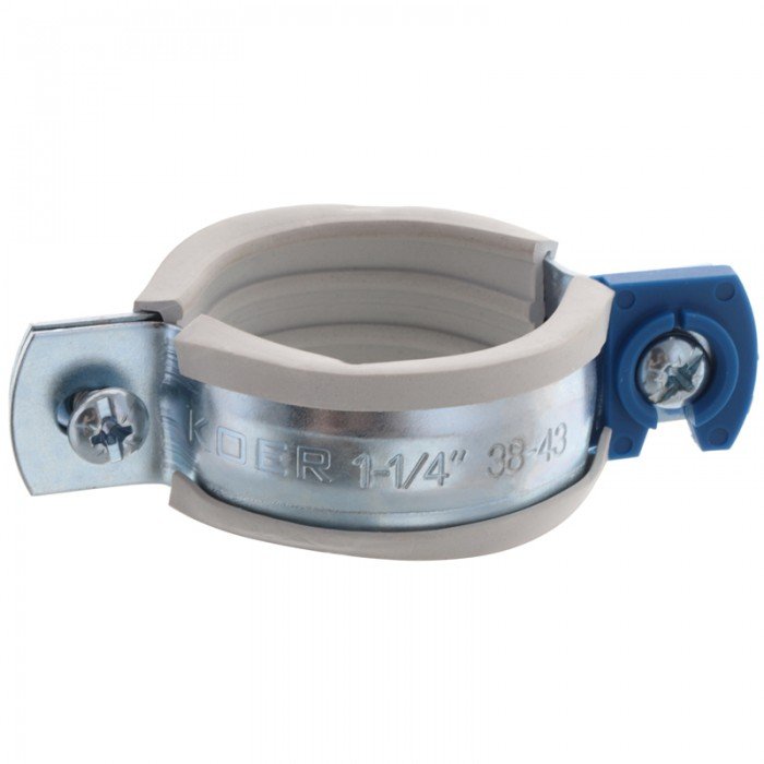 Хомут трубний оцинкований Koer KCB.10.G 1-1 / 4 "(38-43) сірий (KR2787) Хомут трубний оцинкований Koer KCB.10.G 1-1 / 4 "(38-43) сірий (KR2787)