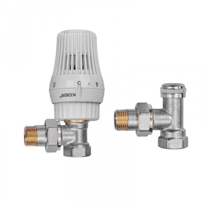 Комплект для подключения радиатора Koer SET-23 - 1/2'' угловой с термоголовкой, кликовый крепеж (KR Комплект для подключения радиатора Koer SET-23 - 1/2'' угловой с термоголовкой, кликовый крепеж (KR