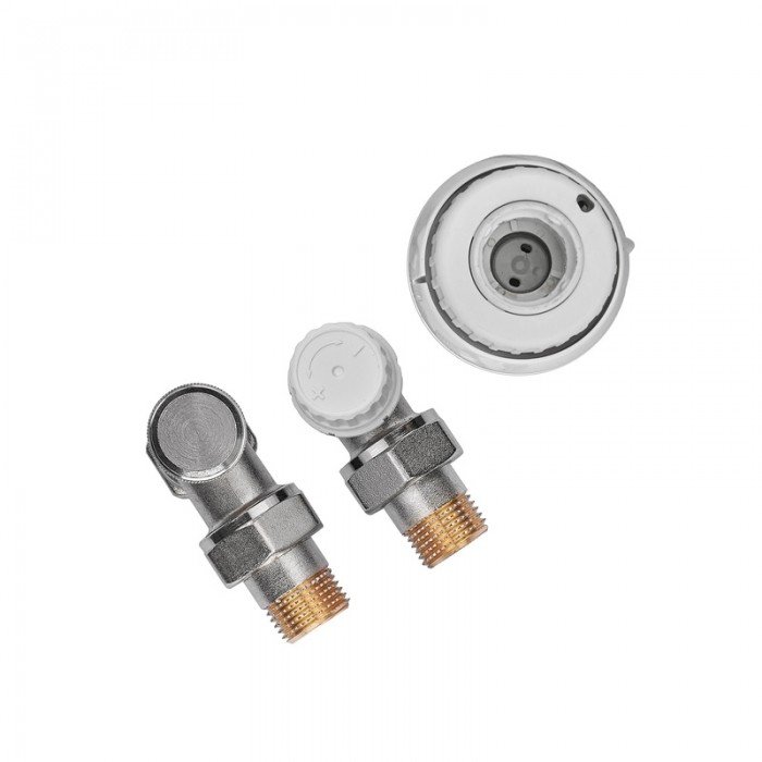 Комплект для подключения радиатора Koer SET-23 - 1/2'' угловой с термоголовкой, кликовый крепеж (KR Комплект для подключения радиатора Koer SET-23 - 1/2'' угловой с термоголовкой, кликовый крепеж (KR