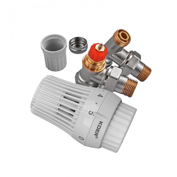 Комплект для подключения радиатора Koer SET-23 - 1/2'' угловой с термоголовкой, кликовый крепеж (KR Комплект для подключения радиатора Koer SET-23 - 1/2'' угловой с термоголовкой, кликовый крепеж (KR