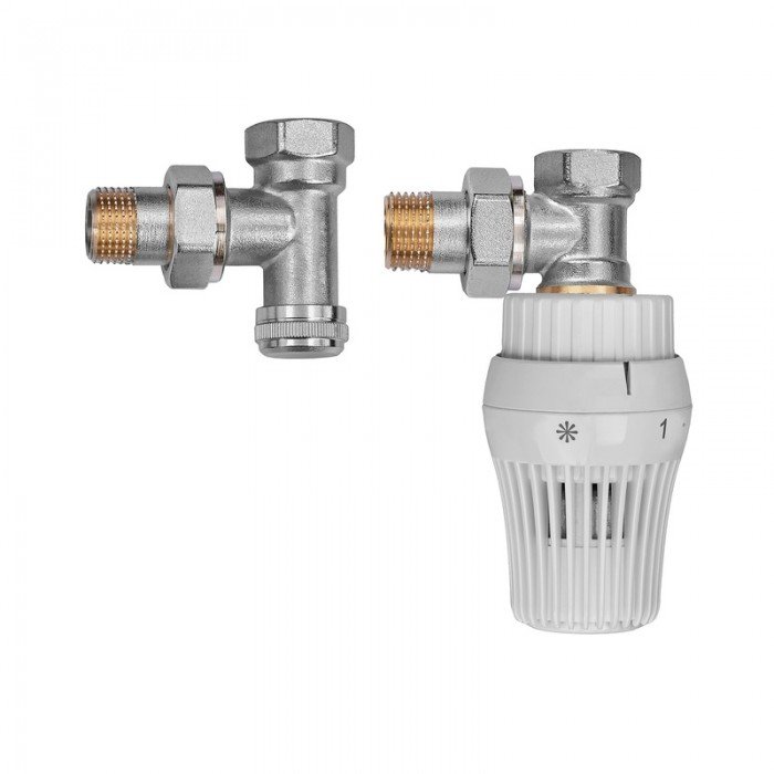 Комплект для подключения радиатора Koer SET-23 - 1/2'' угловой с термоголовкой, кликовый крепеж (KR Комплект для подключения радиатора Koer SET-23 - 1/2'' угловой с термоголовкой, кликовый крепеж (KR