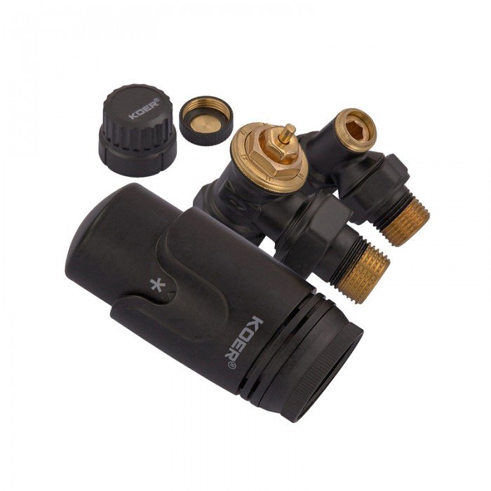 Комплект для подключения радиатора Koer SET-24.Black - 1/2'' угловой с термоголовкой (KR5283) Комплект для подключения радиатора Koer SET-24.Black - 1/2'' угловой с термоголовкой (KR5283)