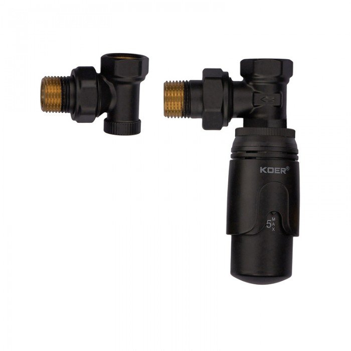 Комплект для подключения радиатора Koer SET-24.Black - 1/2'' угловой с термоголовкой (KR5283) Комплект для подключения радиатора Koer SET-24.Black - 1/2'' угловой с термоголовкой (KR5283)