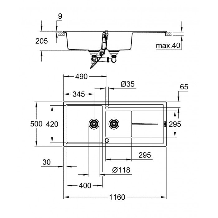 Композитна мийка для кухні Grohe K400 (31643AT0)