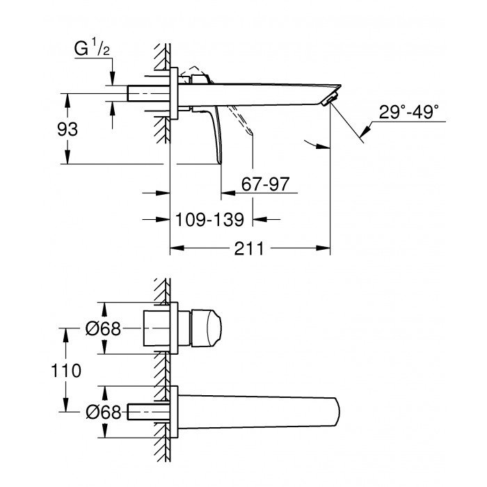 Змішувач для раковини Grohe Eurosmart на 2 отвори M-Size (293382433) Змішувач для раковини Grohe Eurosmart на 2 отвори M-Size (293382433)