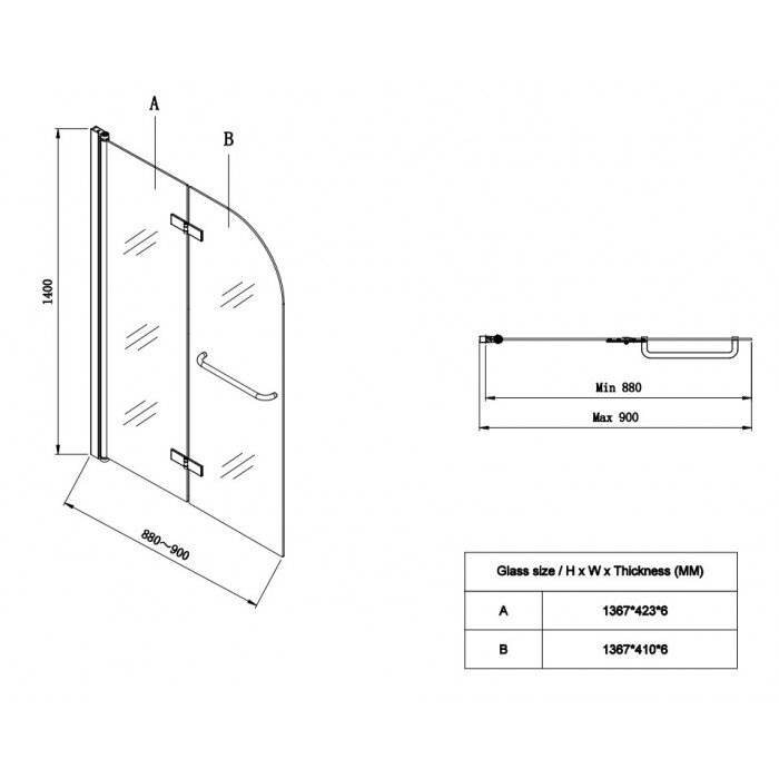 Шторки стеклянные на ванну Koer SR BS05-90x140-TR-01 прозрачное стекло Easy Clean 6мм, хром (KR5372 Шторки стеклянные на ванну Koer SR BS05-90x140-TR-01 прозрачное стекло Easy Clean 6мм, хром (KR5372