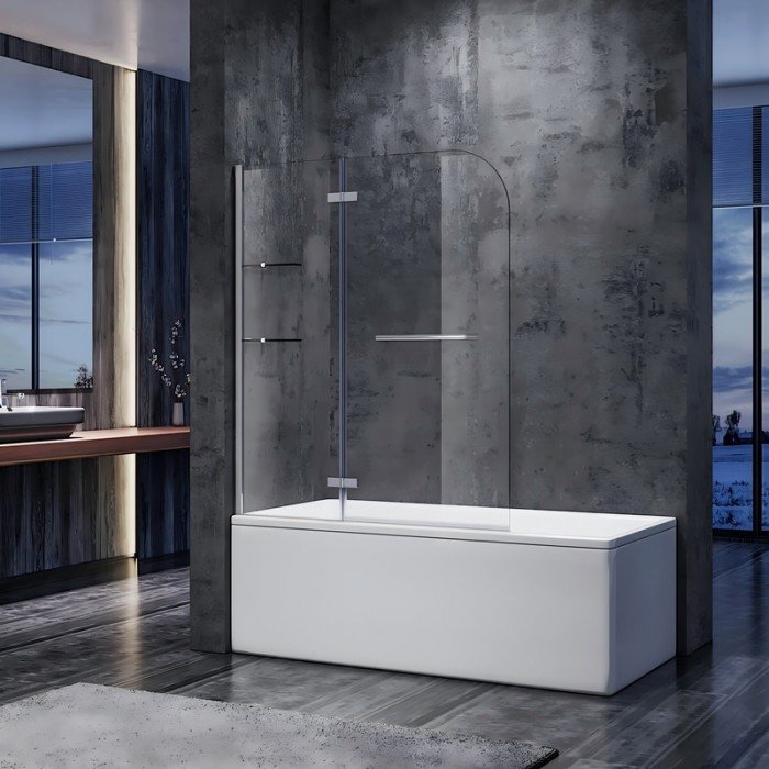 Шторки стеклянные на ванну Koer SR BS05-90x140-TR-01 прозрачное стекло Easy Clean 6мм, хром (KR5372 Шторки стеклянные на ванну Koer SR BS05-90x140-TR-01 прозрачное стекло Easy Clean 6мм, хром (KR5372