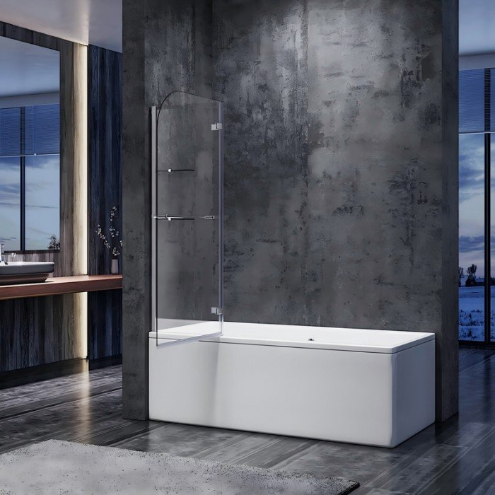 Шторки стеклянные на ванну Koer SR BS05-90x140-TR-01 прозрачное стекло Easy Clean 6мм, хром (KR5372 Шторки стеклянные на ванну Koer SR BS05-90x140-TR-01 прозрачное стекло Easy Clean 6мм, хром (KR5372
