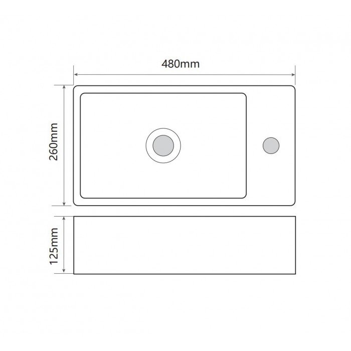 Раковина накладная Mixxus Premium QUADRO-0207 480х260х125mm с отверстием под смеситель (MP6503)