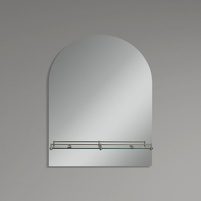 Зеркало настенное Zerix LAGUNA MRZ03-50x70x11 прямоугольное с дугообразным верхом и полкой (ZX5622)