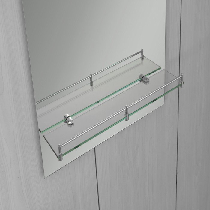 Зеркало настенное Zerix LAGUNA MRZ03-50x70x11 прямоугольное с дугообразным верхом и полкой (ZX5622)