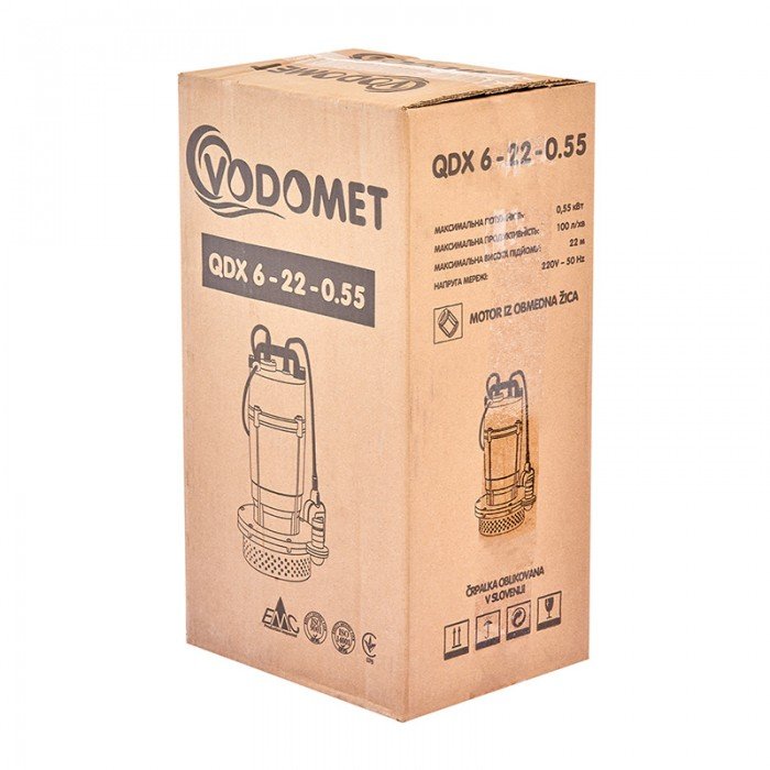 Насос дренажный Vodomet QDX 6-22-0.55 (корп.алюминий) (VO4189) Насос дренажный Vodomet QDX 6-22-0.55 (корп.алюминий) (VO4189)